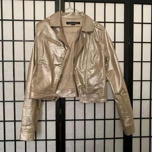 CelebrityPink Motorcycle Jacket Metallic Gold LG